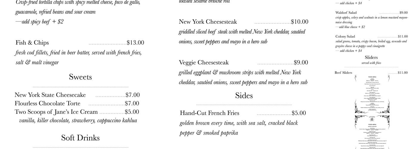 Colony Menu