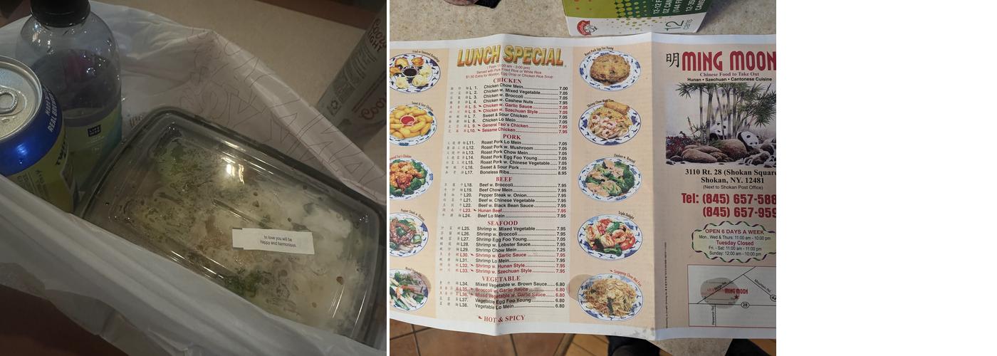 Ming Moon Menu
