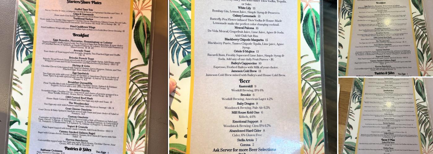 Oriole 9 Menu