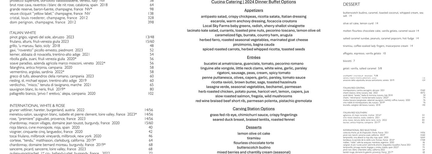 Cucina Menu