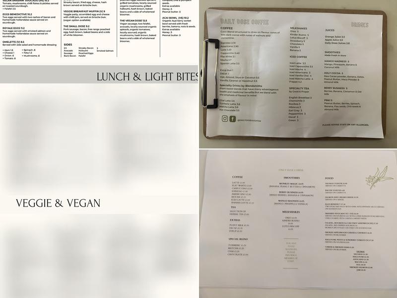 Daily Dose Coffee - Aughton Menu