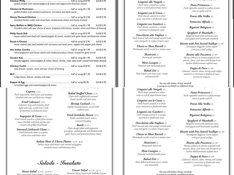 Di Bella's Menu