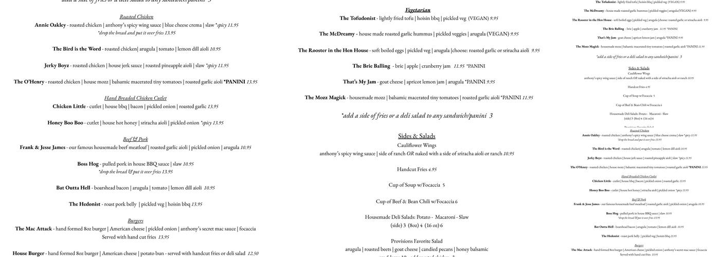 Provisions Takeout & Catering Menu