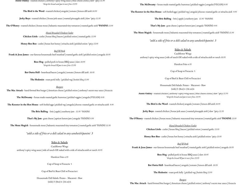 Provisions Takeout & Catering Menu