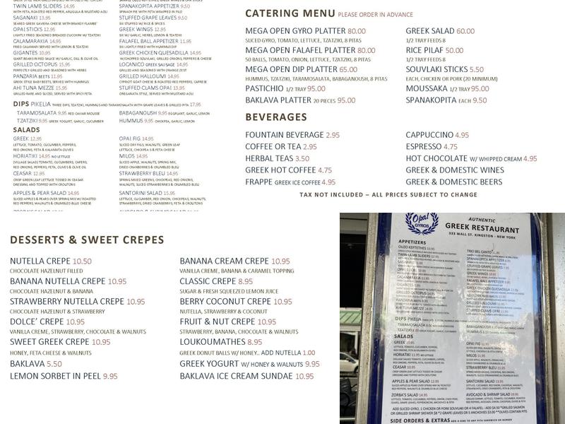Opa! Gyros Greek Restaurant Menu