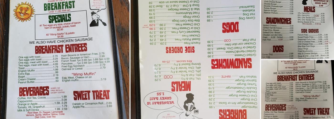 Wimpy's Place Menu