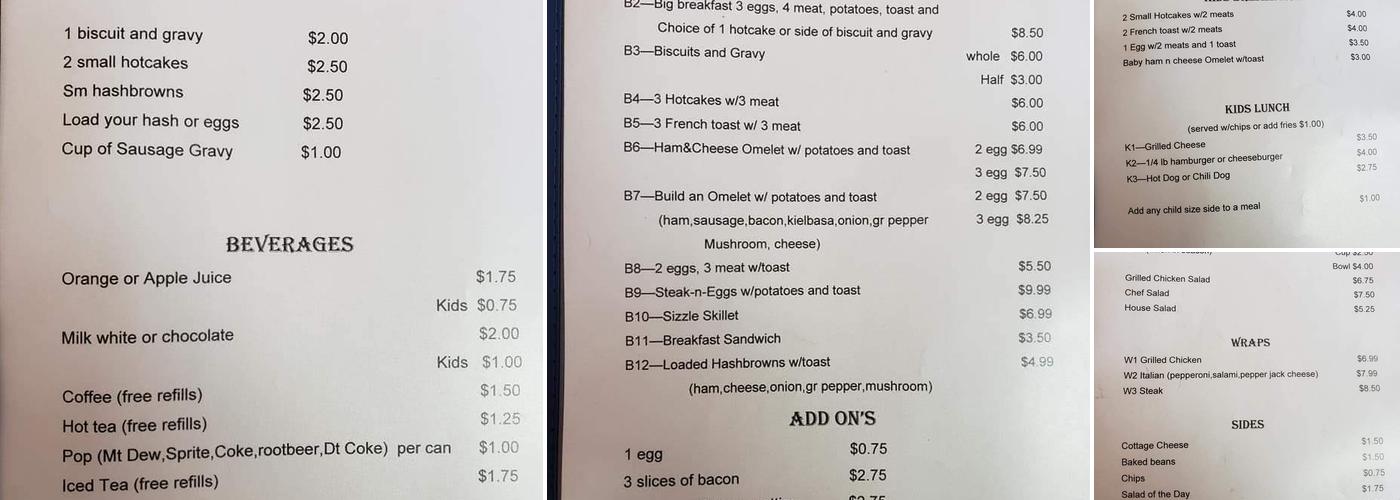 Triple J Cafe Menu