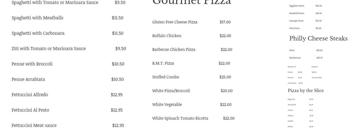 Pizza Bono Menu