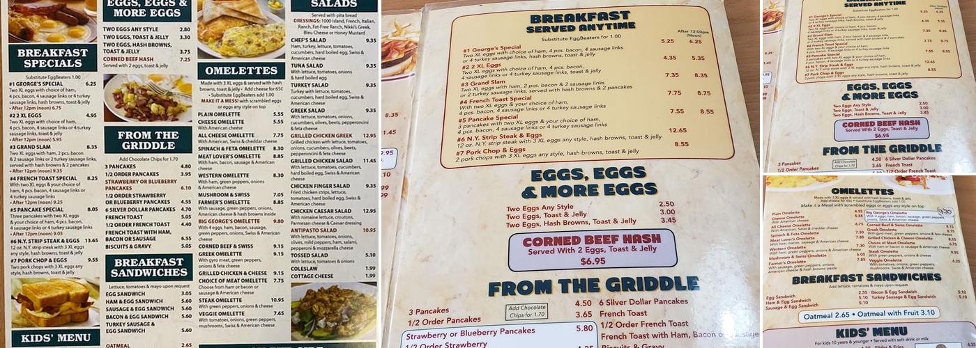 Big George's Coney Island Menu