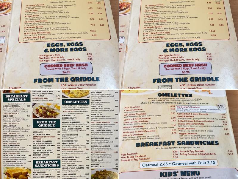Big George's Coney Island Menu