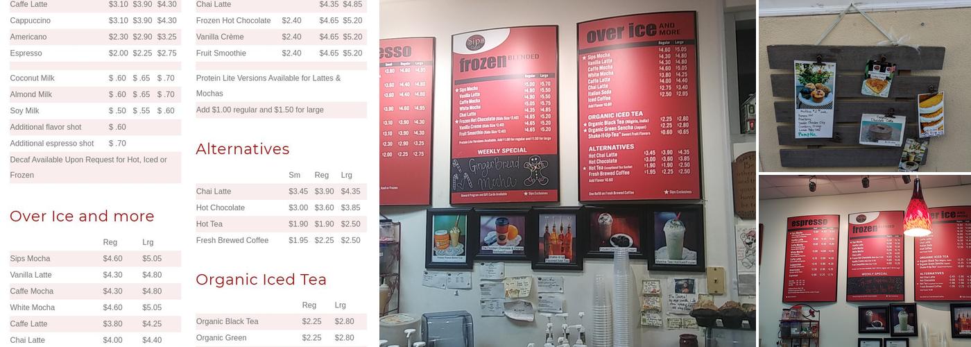 Sips Coffee Bar Menu