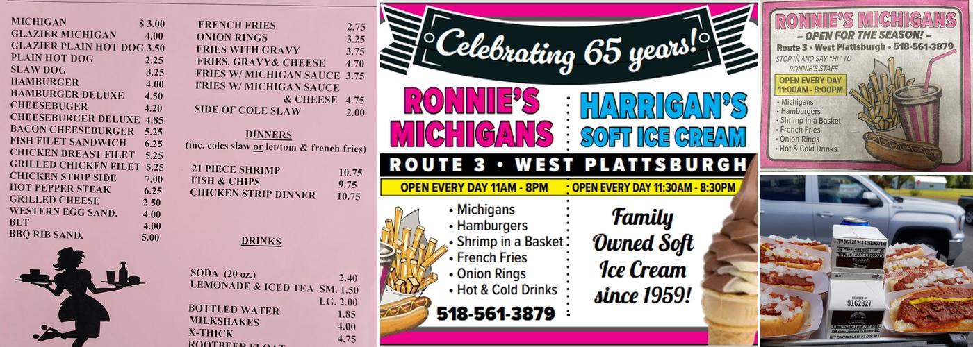 Ronnie's Michigans Menu