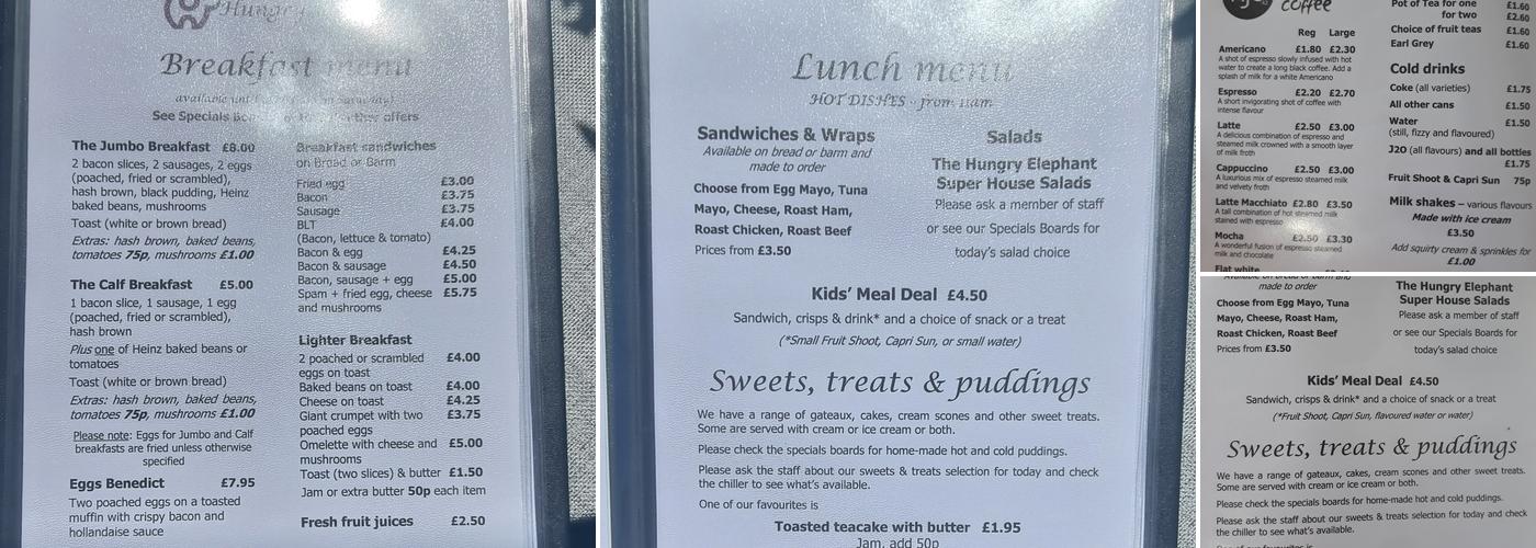 The Hungry Elephant Menu