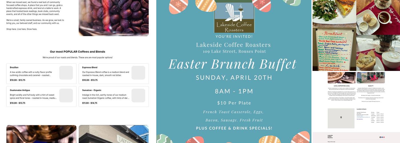 Lakeside Coffee Roaster Menu