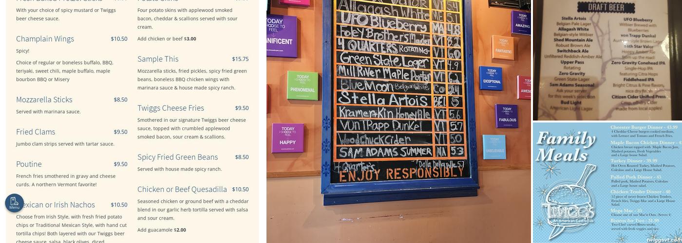 Twiggs American Gastropub Menu