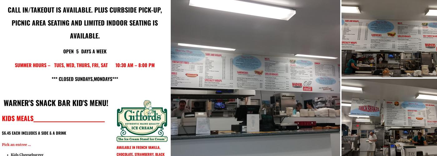Warner's Snack Bar Menu