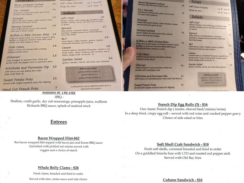 Jeff's Maine Seafood Menu