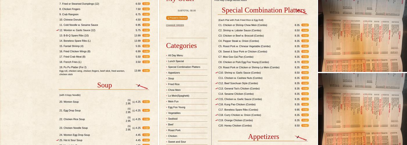 Empire Buffet Menu