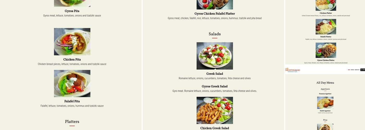 Cafe Mediterano Menu