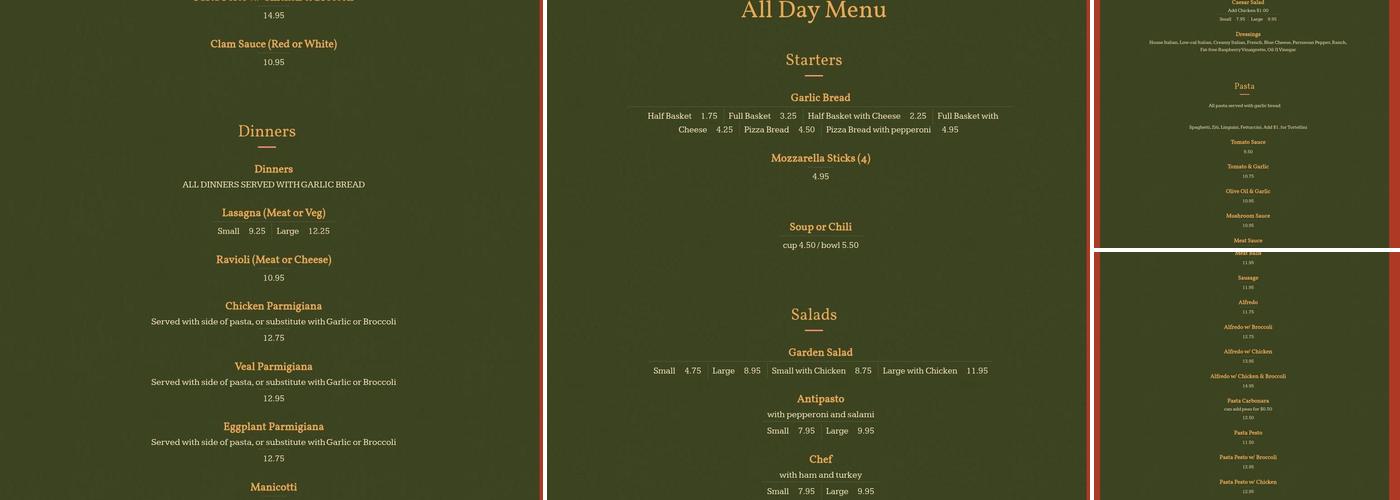 Papa Frank's Italian Restaurant Menu