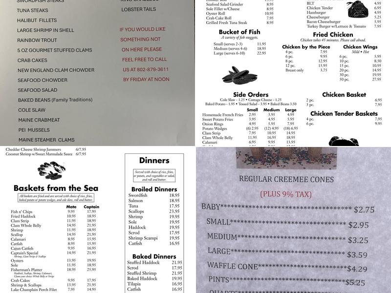 Ray's Seafood Market & Restaurant Menu