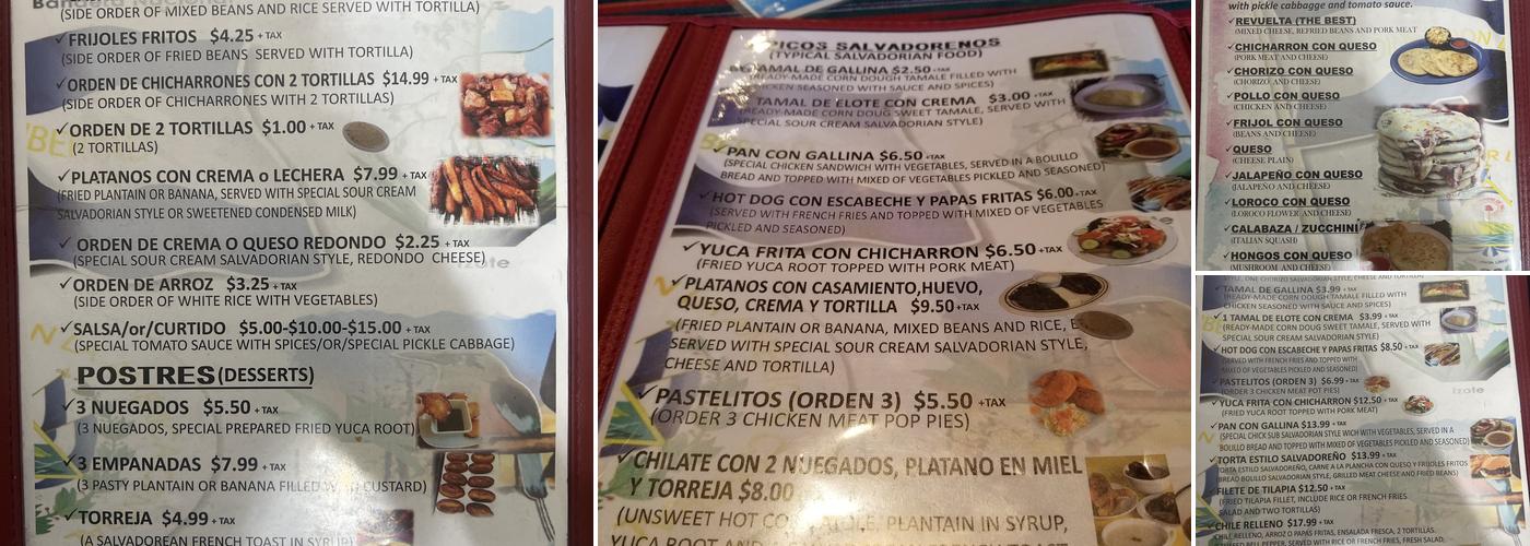 Toti's Pupusería Menu