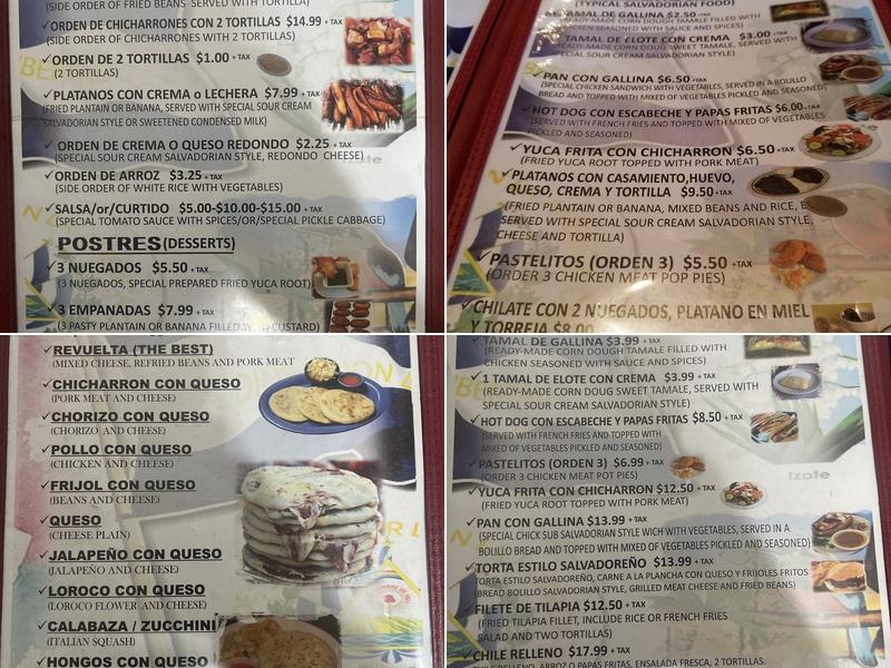 Toti's Pupusería Menu