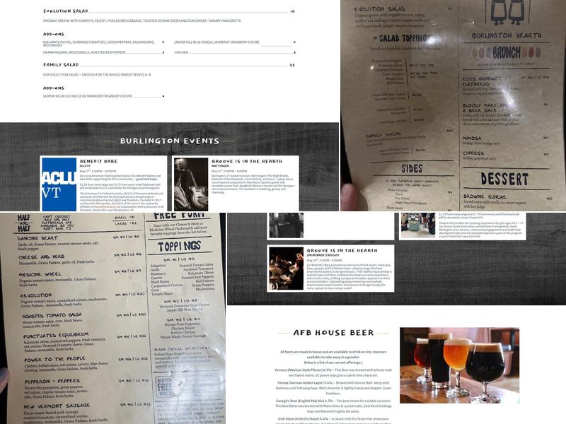 American Flatbread Burlington Hearth Menu