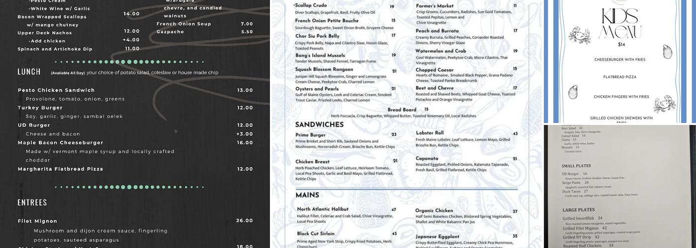 The Upper Deck Menu