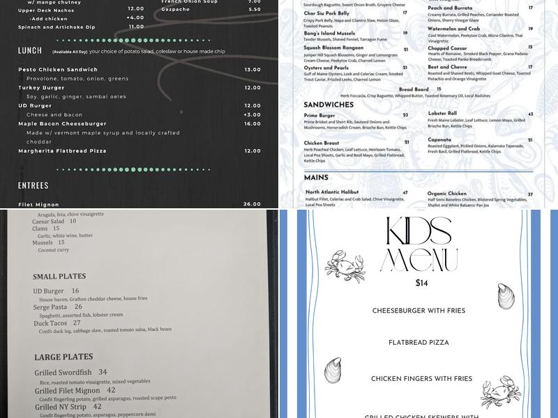 The Upper Deck Menu