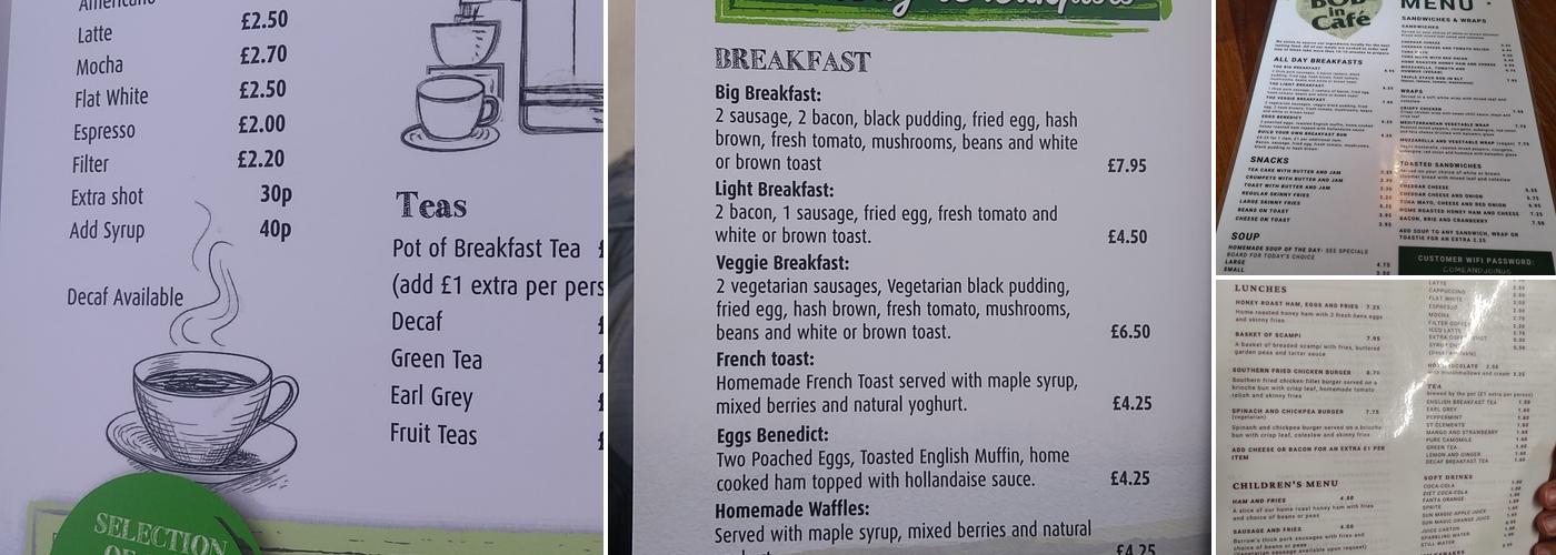 The BOB-in Café Menu