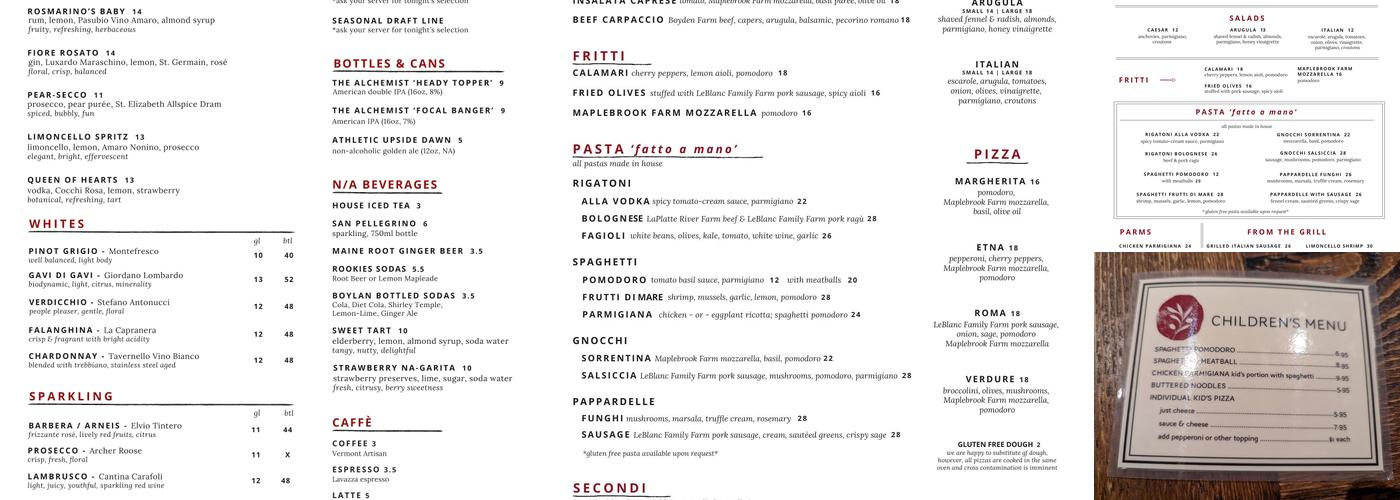 Pascolo Ristorante Menu