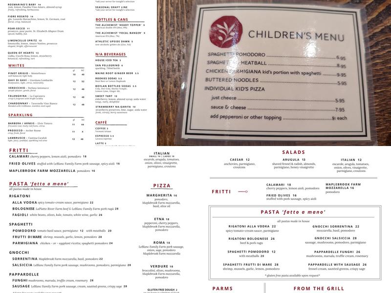 Pascolo Ristorante Menu