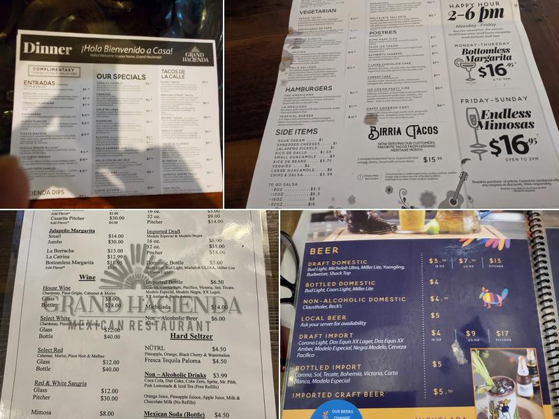Grand Hacienda Menu