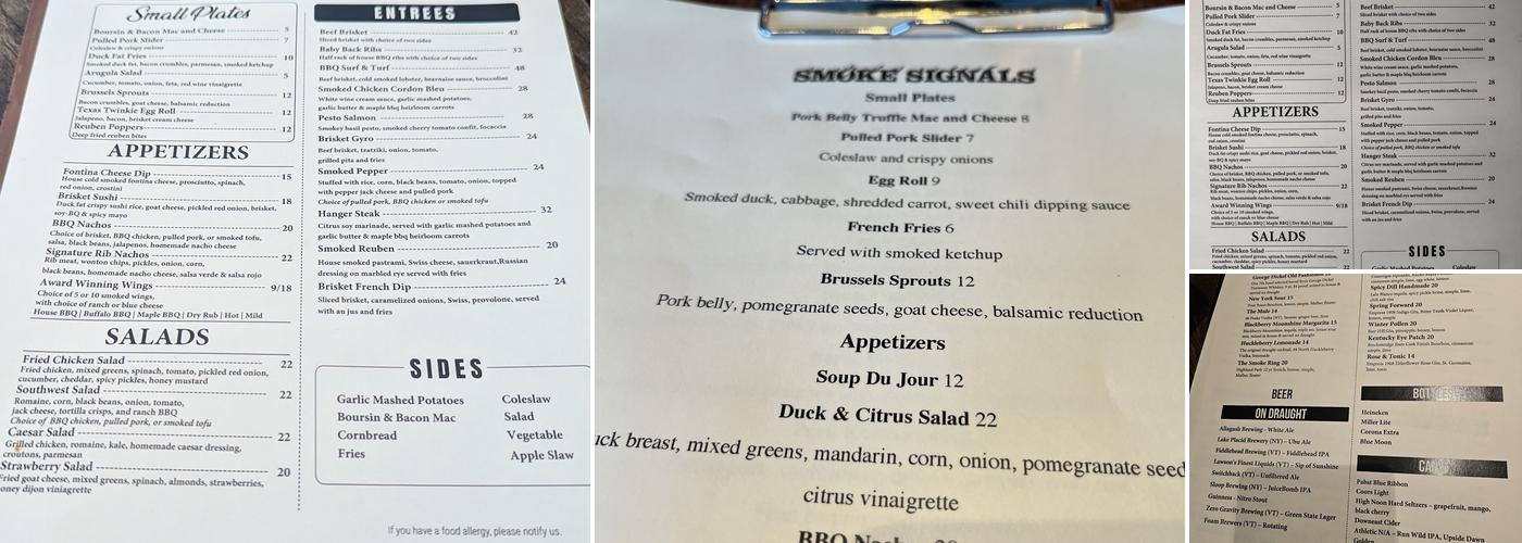 Smoke Signals Menu