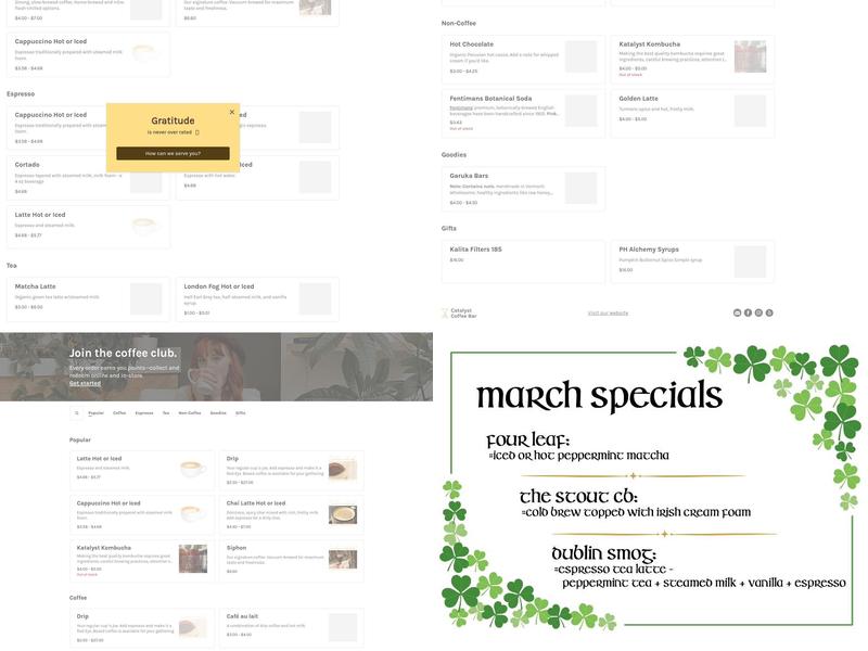 Catalyst Coffee Bar Menu