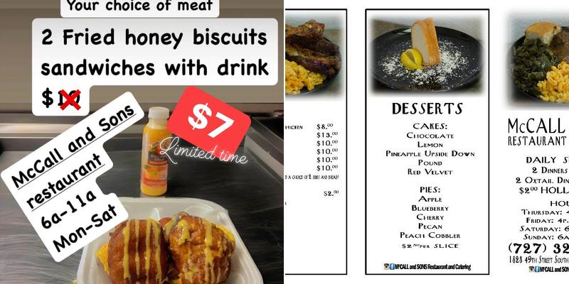 McCall's and Son' Restaurant Menu