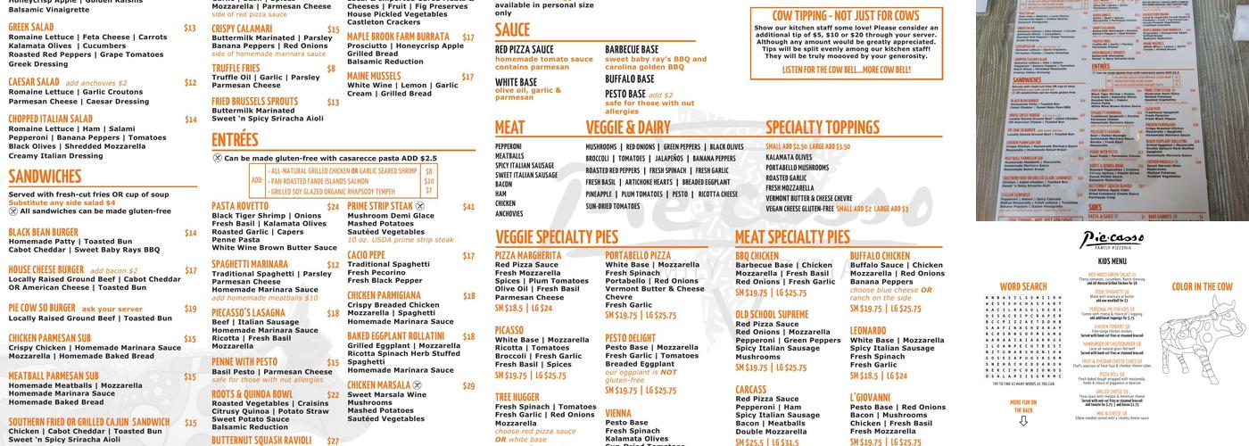 Piecasso Menu