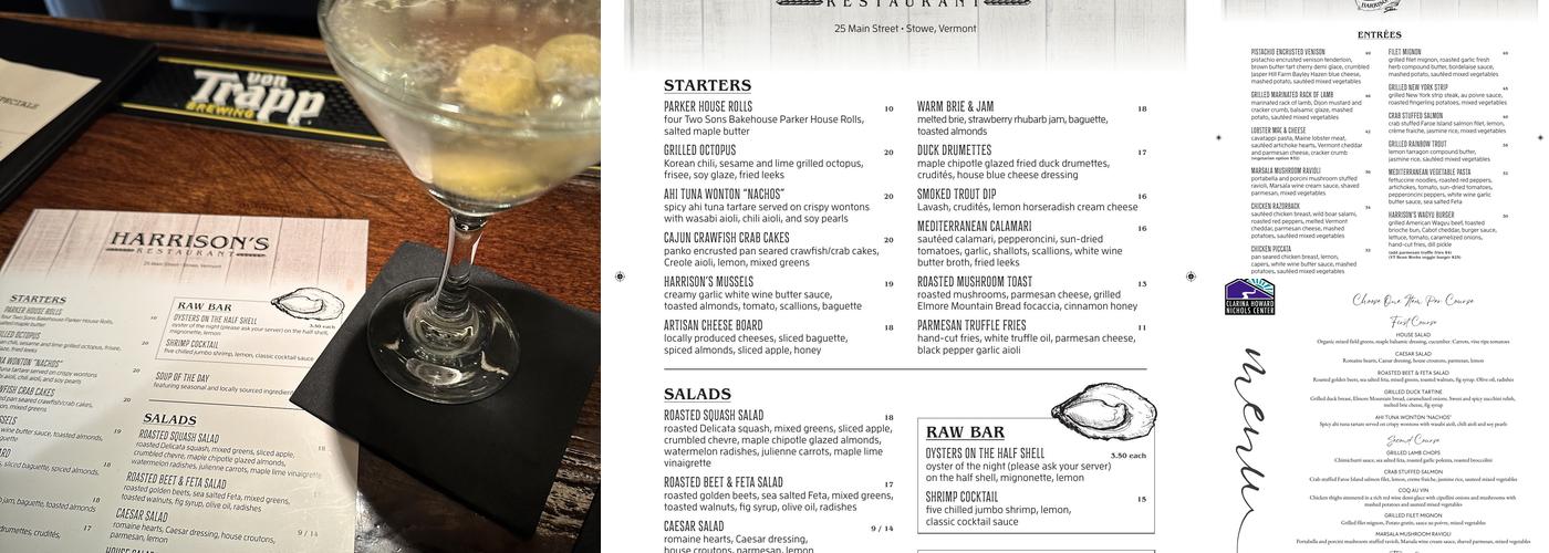 Harrison's Restaurant Menu