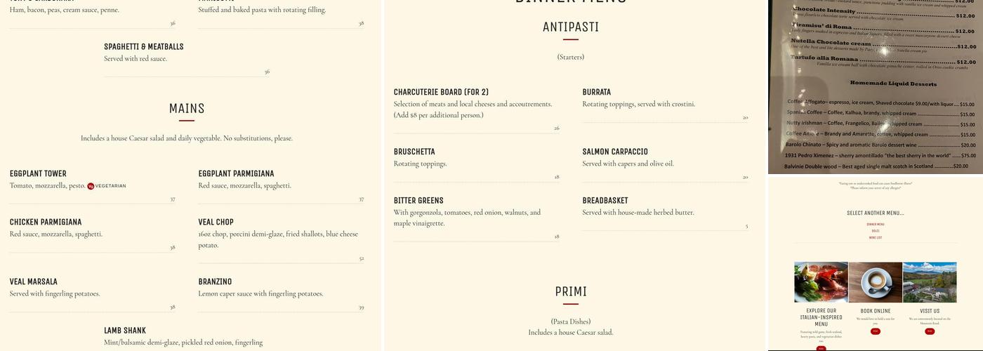 Trattoria La Festa Menu