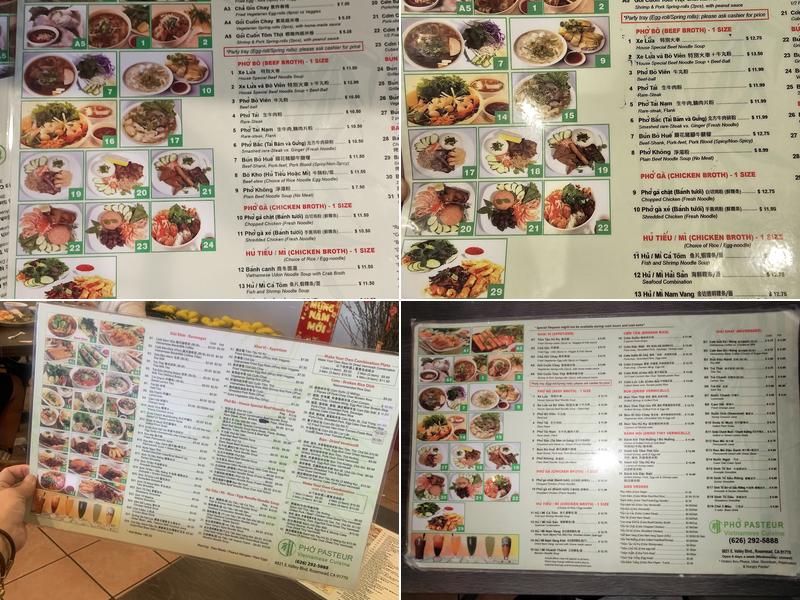 Phở Pasteur Menu