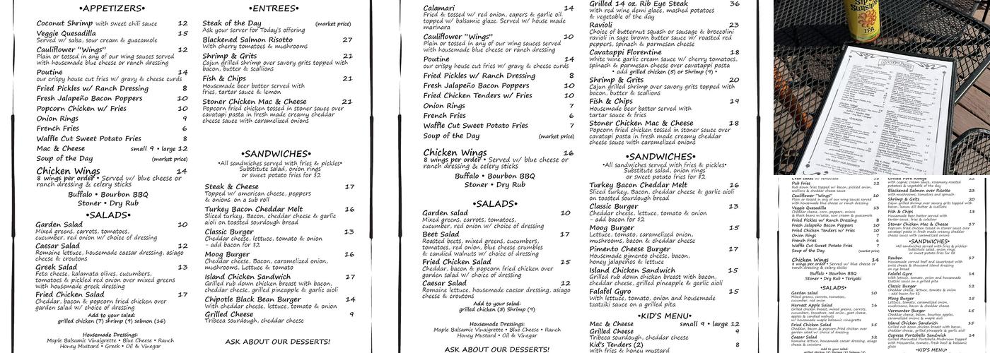 Moogs Place Menu