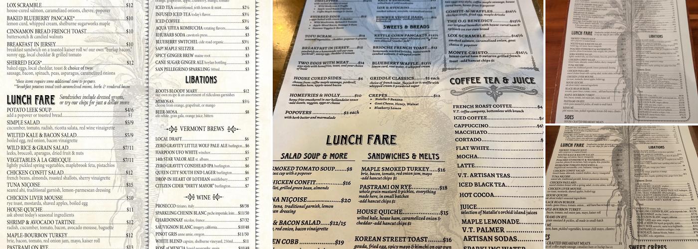 Rustic Roots Menu