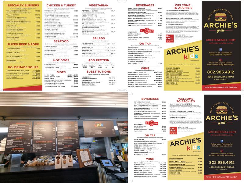 Archie's Grill Menu