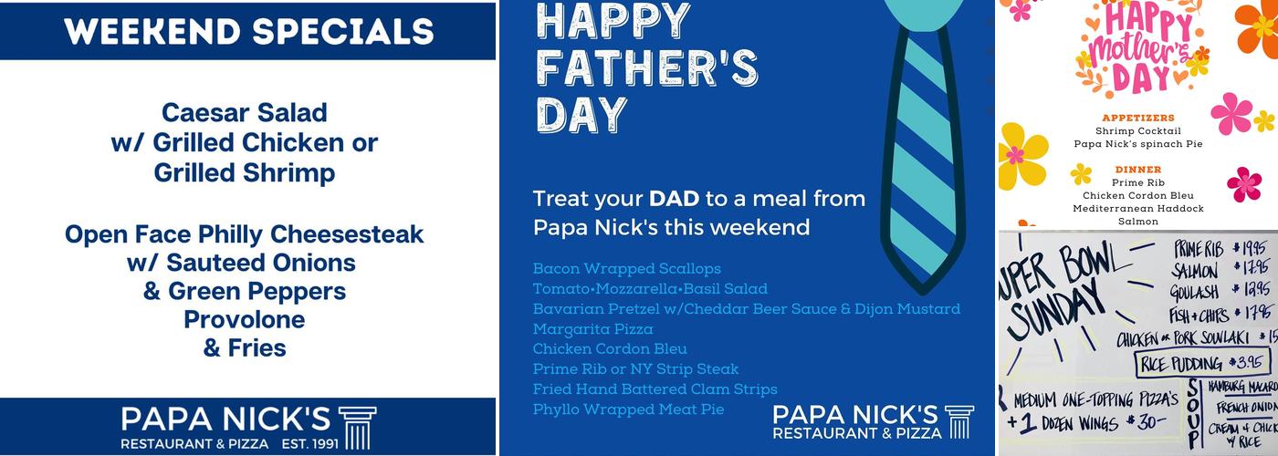 Papa Nick's Menu