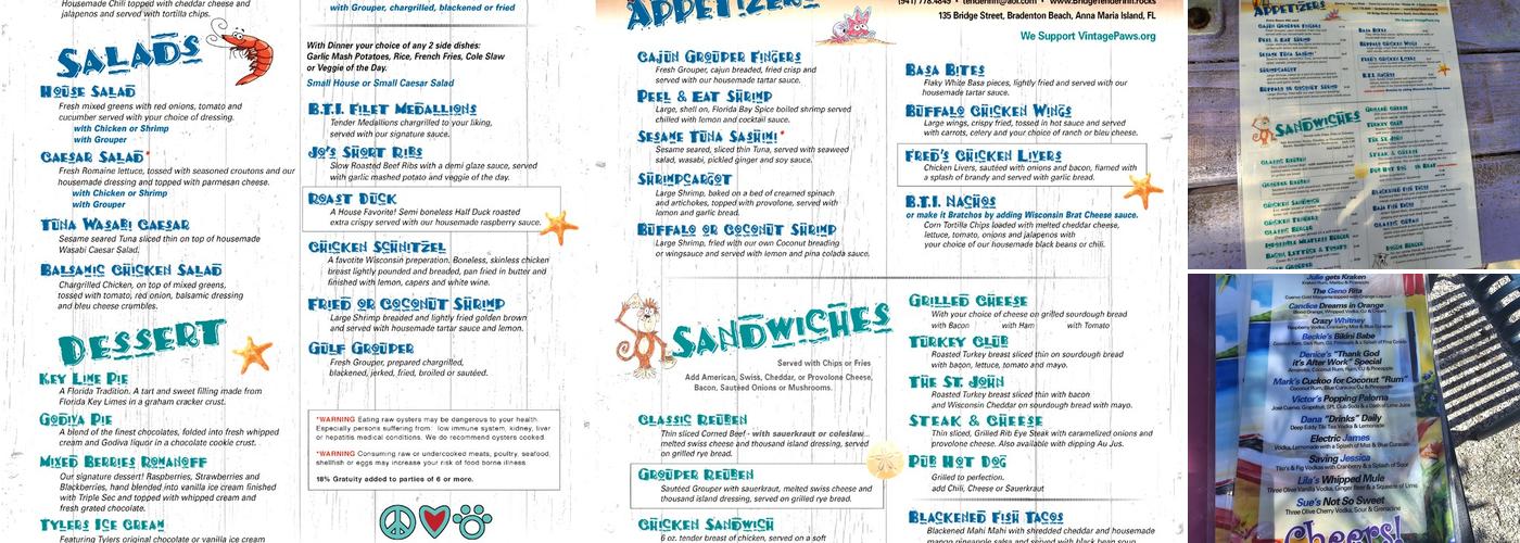 The Bridge Tender Inn Dockside & Tiki Bar Menu