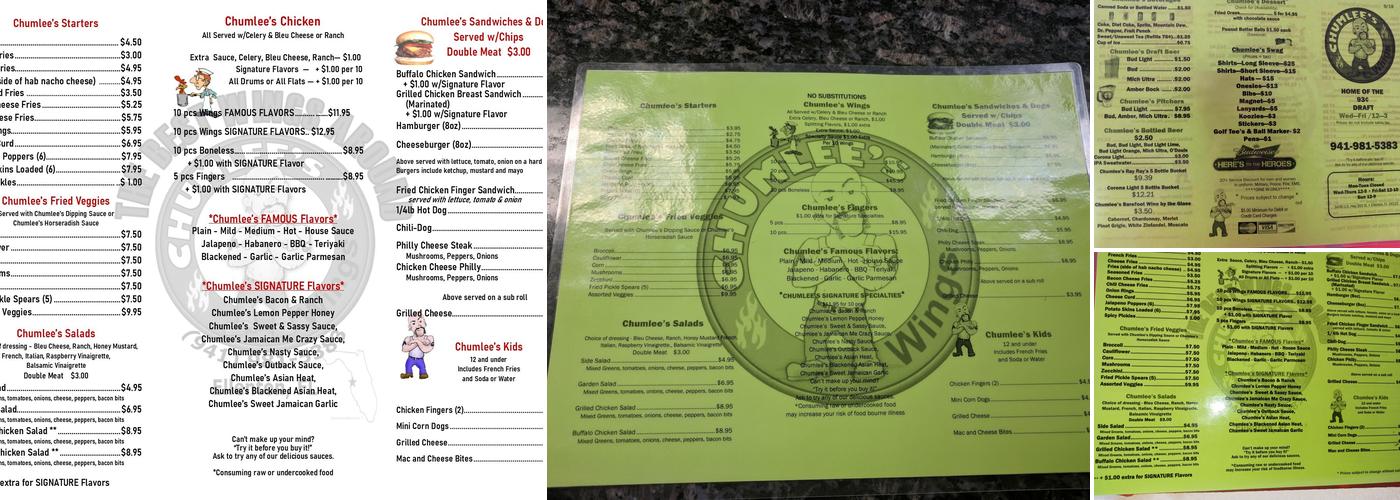 Chumlee's Wings Menu