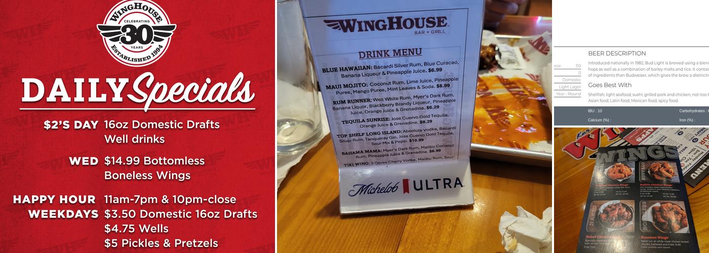 WingHouse Bar & Grill Menu