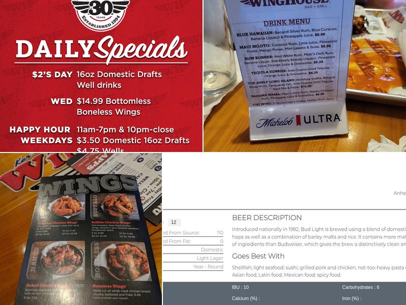 WingHouse Bar & Grill Menu