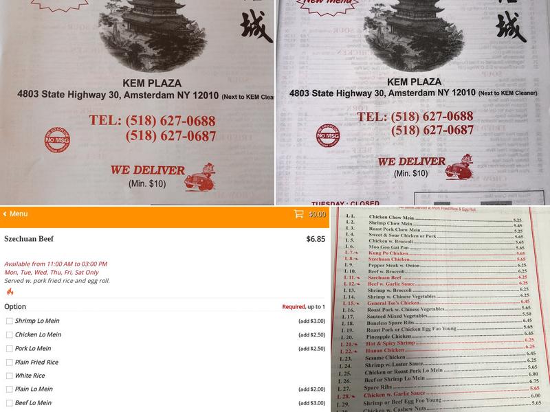 China One Menu